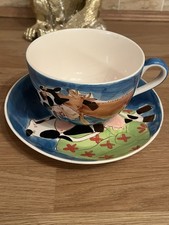 Whittard of Chelsea Cup and Saucer Mug Large Party Animal Cows Unused
