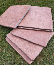 7 orange unused floor tiles - 20 cm square - made in Spain