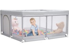 BEJOY Baby playpen 125cm strong and compact Mesh zipper door foam protection