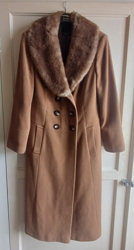 Long brown wool coat - brown, with