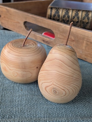 Rustic wooden apple - wooden, &