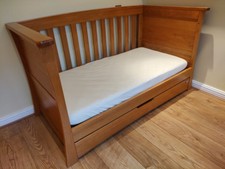 Mamas & Papas solid oak "Ocean" cotbed / toddler bed with underbed drawer