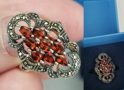Antique sterling garnet ring - antique,
