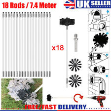Chimney Sweep Set 4.5in Flue Sweeping Brush & Rod Kit Soot Cleaning Rods Set NEw