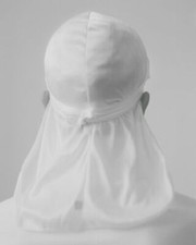 Durag Bandana Tie Down Men's White Fabric Head Rap Band Biker Cap Sports Scarf 
