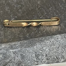 Edwardian Twist Bar Brooch Antique Costume Jewellery Gold Tone