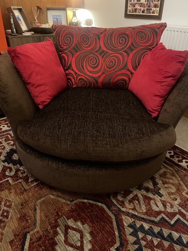 Brown swivel cuddle - swivel, chair