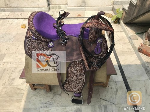 Western leather barrel horse - barrel,