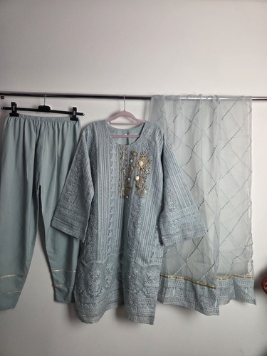 Grey organza piece - grey, salwar