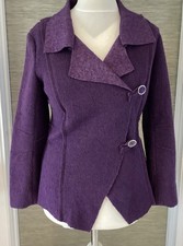 Ladies PURPLE Wool Mix Jacket sz 10 Stylish Bouclé SIMON JEFFREY Short Coat