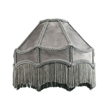 Traditional Victorian Empire Lampshade in Soft Dove Grey Velvet with Tassels ...