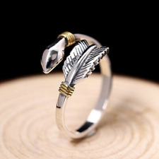 925 Sterling Silver Arrow Feather Adjustable Ring Womens Girls Jewellery Gift