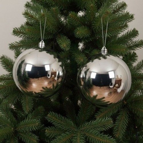 Large silver christmas tree - christmas,