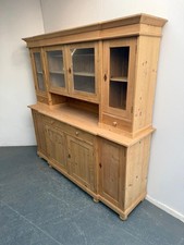 A Quality Low & Wide Antique / Old Pine Cottage Kitchen Dresser to Wax / Paint