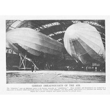 WW1 German Zeppelins - Antique Print 1918