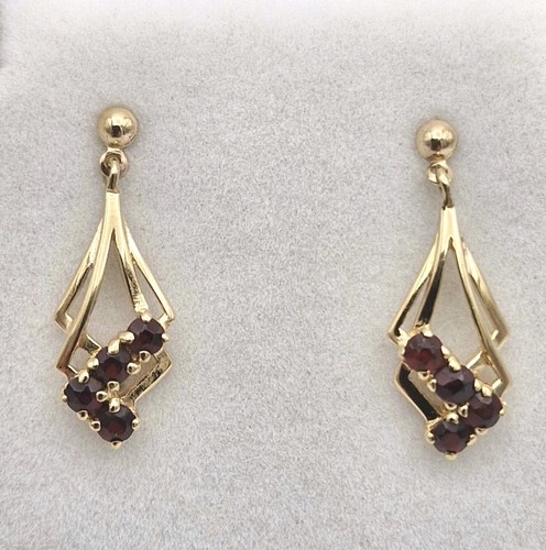 9ct gold garnet - 9ct, earrings