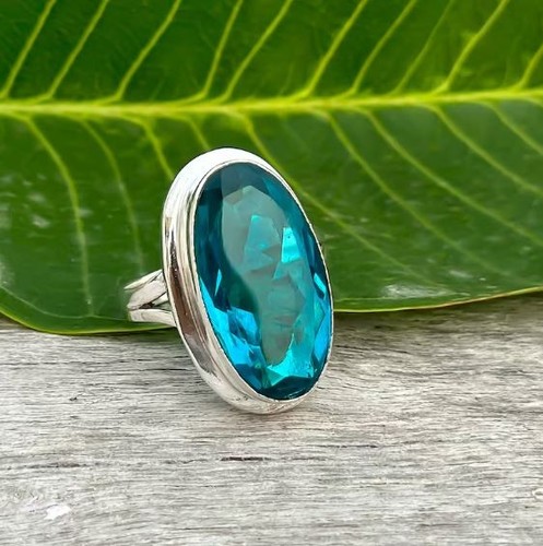 Blue tourmaline ring 925 - blue,