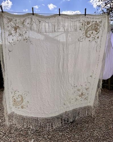 Vintage piano shawl cream - vintage,