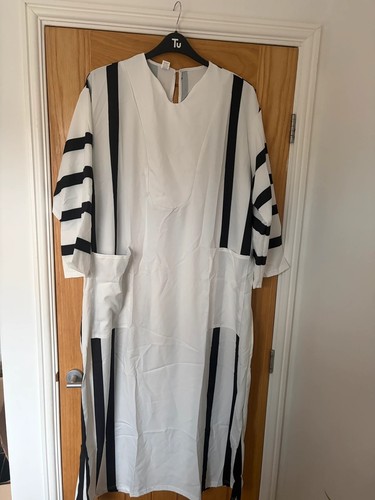 White kurta black stripe panel - kurta,