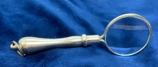 Vintage Pocket-sized Magnifying Glass - Silver-coloured Metal handle - 10cm long