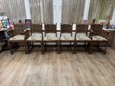 Set Of 6 Vintage Old Charm Oak Dining Chairs