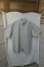 Lee Cooper Mens Light Grey / Green 100% Cotton Short Sleeve Shirt, 16.5 Collar