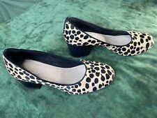 Clarks Somerset Faux Skin Leopard Pattern Mid Block Heel Court Shoes UK size 5 D