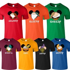 Seven 7 Dwarfs T-Shirt, Happy Costume Funny Bashful Dopey Family Matching Xmas