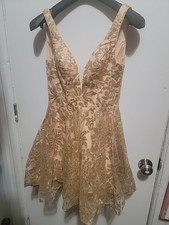 Jovani Beige Gold Short Gilt