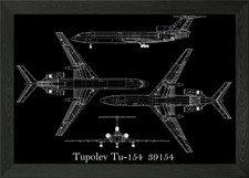 Tupolev Tu154 Blueprint Framed