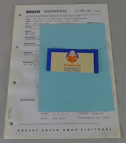 Bosch test values porsche - bosch, 356