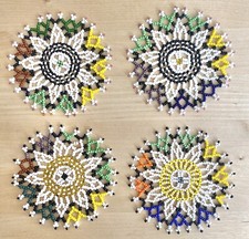 4 X Vintage Beaded Coasters