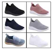 Ladies Slip On Mesh Trainers Sneakers Run Fitness Gym Sports Pumps Shoe Size Uk