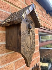Hand Carved Wood Spirit Bird Box Garden Shed Garden Bird House Nesting Box Gift