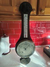 Large Wooden Barometer and Thermometer Weather Station