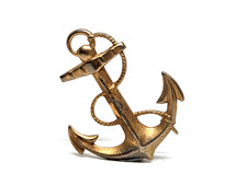 Vintage MCM Gold Tone Anchor Ship 1950's 1960's Brooch Costume Jewellery (J99)