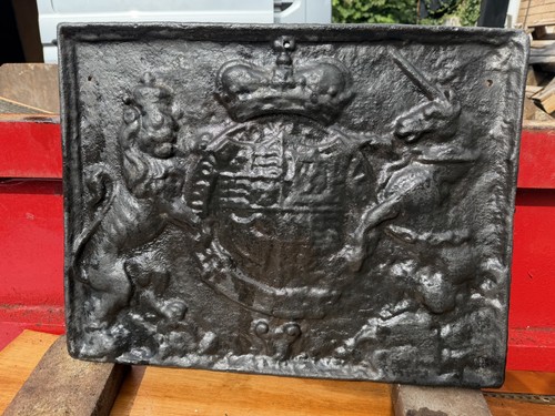 Antique cast iron fire back - iron,