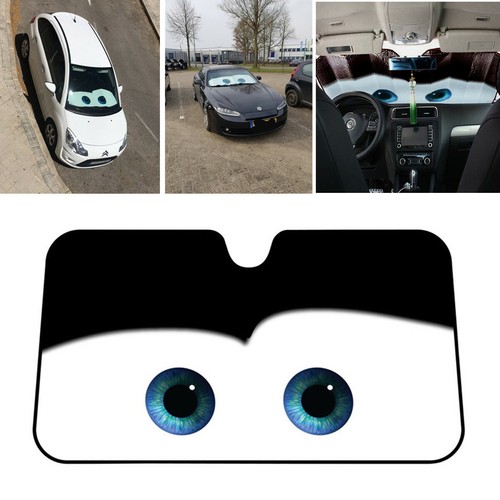 Black cartoon eyes car front - black,