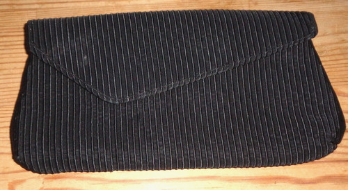 Vintage black ribbed clutch - vintage,