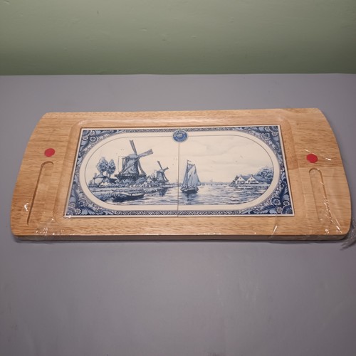 Delft blue tiles serving - blue,