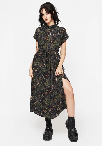 Wither fern print midi shirt - print,