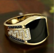 18K GOLD EP BLACK AND ROUND CZ