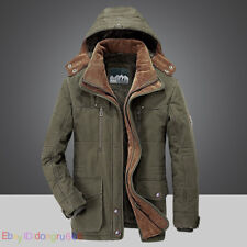 Winter Mens Military Trench Coat Ski Jacket Hooded Parka Thick Cotton NEW