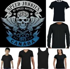Biker T-Shirt Canadian Canada Mens Speed Junkies Motorbike Motorcycle Cafe Racer