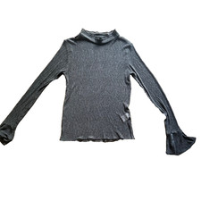 QED London Sheer grey shimmer long sleeved top fluted cuffs size M