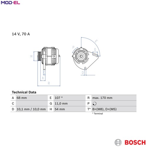 Alternator 986 080 - 0,