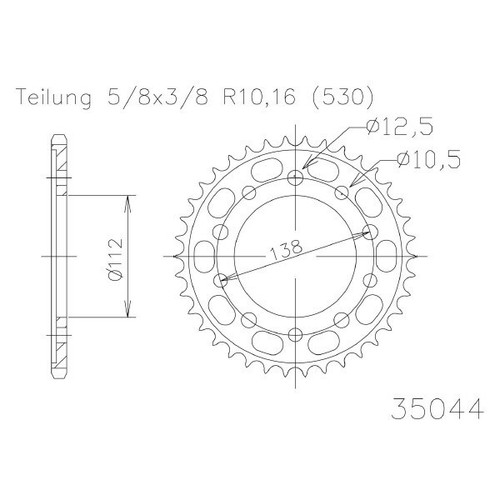 Aluminum sprocket p530 d41 - aluminum,