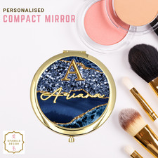 Personalised Compact Mirror Marble Handbag Pocket Mirror Birthday Christmas Gift
