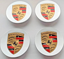 76mm Porsche alloy wheel centre caps Silver Set Of 4
