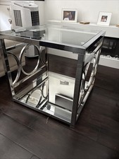 Glass/mirror and metal side table